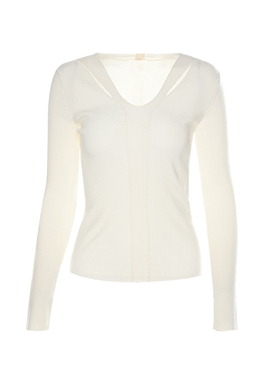 OU./欧点时尚优雅镂空设计长袖毛织衫1042340470