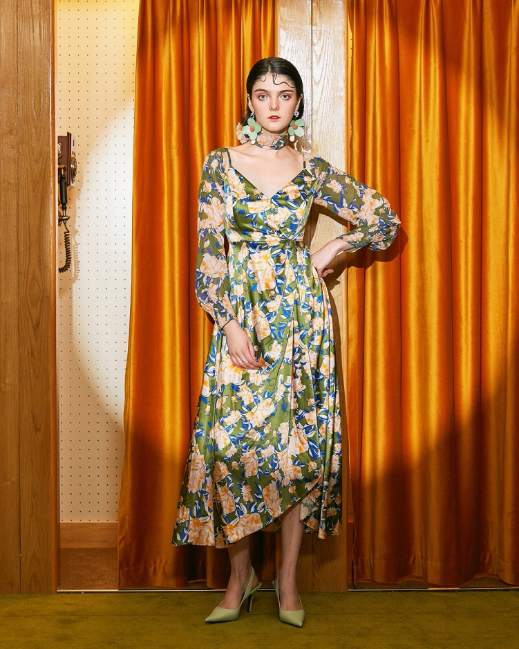 欧点真丝印花连衣裙1201133036