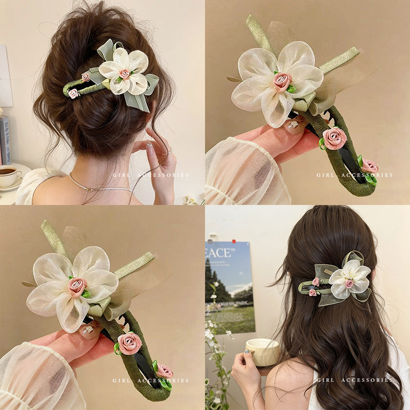 早春花朵鸭嘴夹后脑勺盘发夹图片