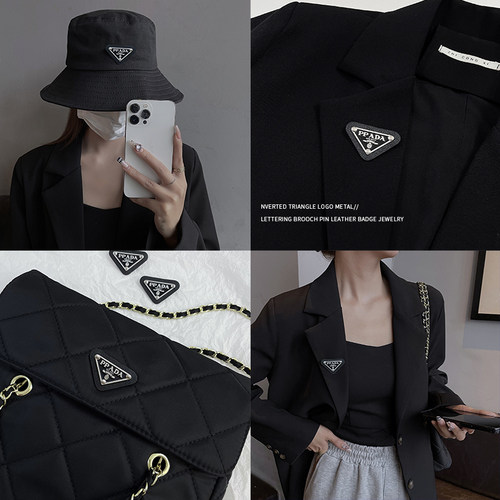 P家三角大牌logo胸针徽章配饰