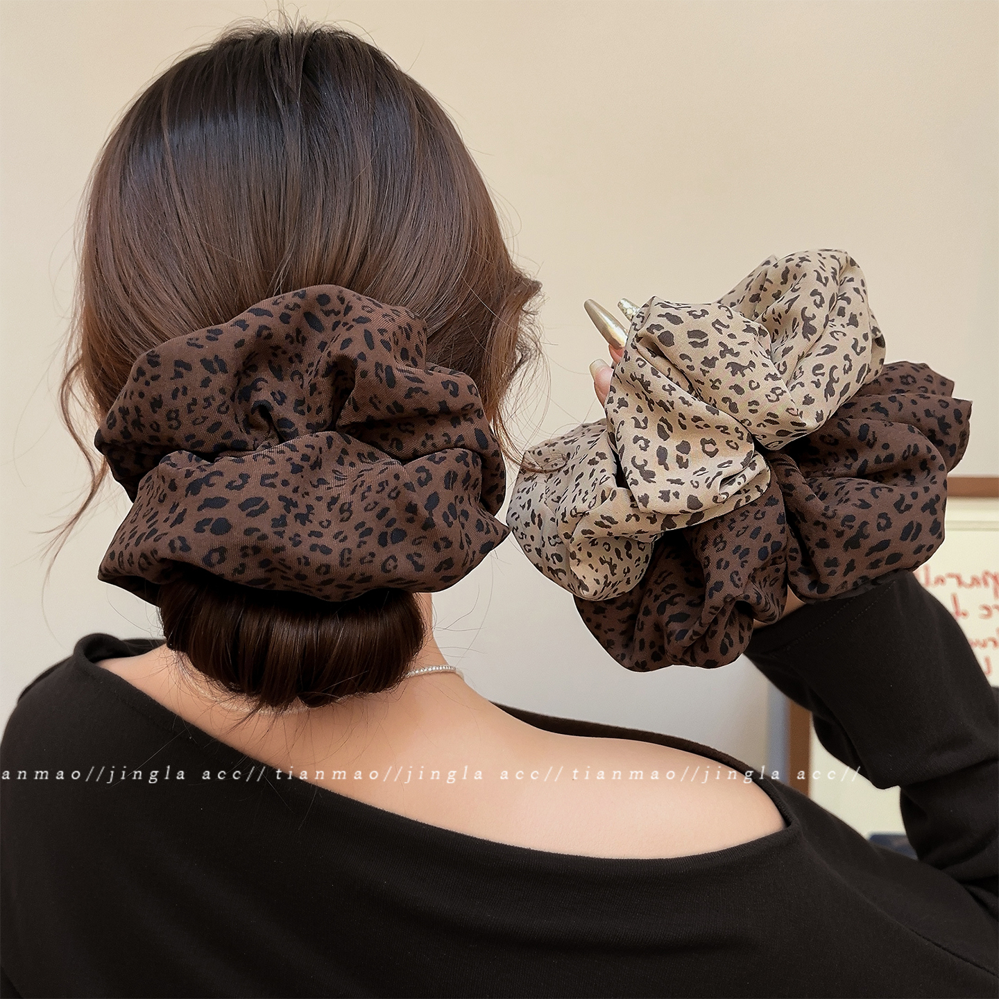 豹纹元素的发圈也太酷啦~