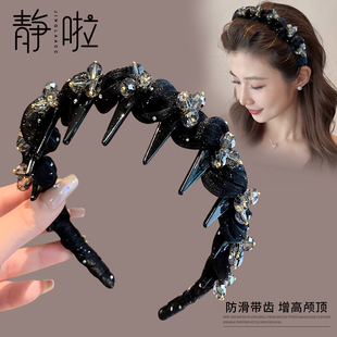 高级感洋气时尚 水钻带齿发箍女2025新款 高颅顶头箍洗脸发卡头饰夏