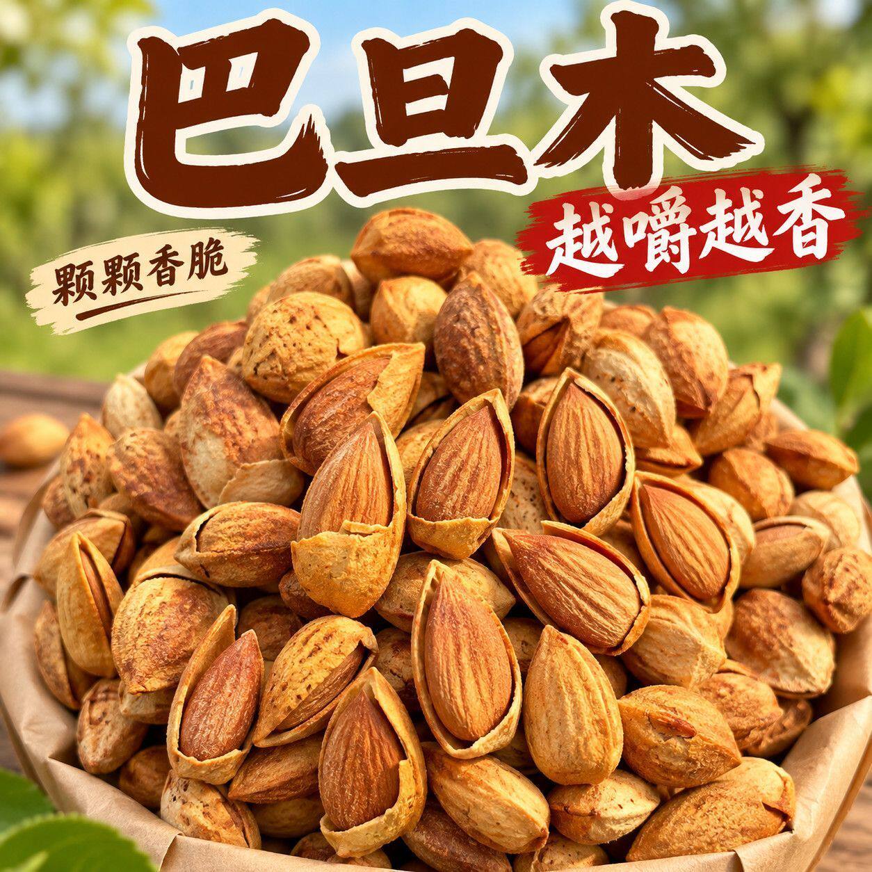 净重】奶油味巴旦木500g薄壳大杏扁桃仁奶香味坚果炒货零食干果货