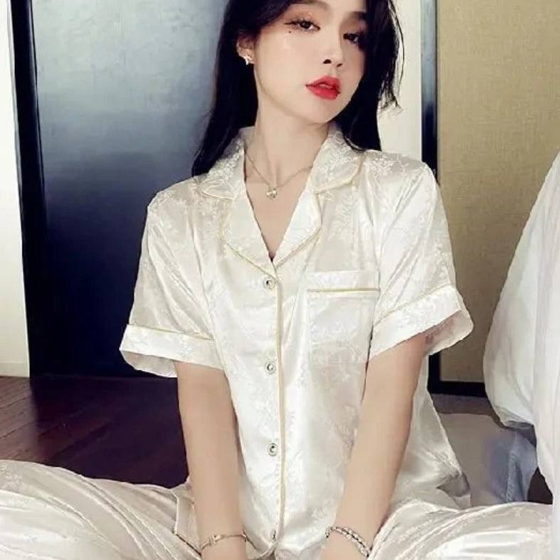 昌英冰丝睡衣女款夏季爆款2026新款女士薄款短袖长裤高级感家居a1