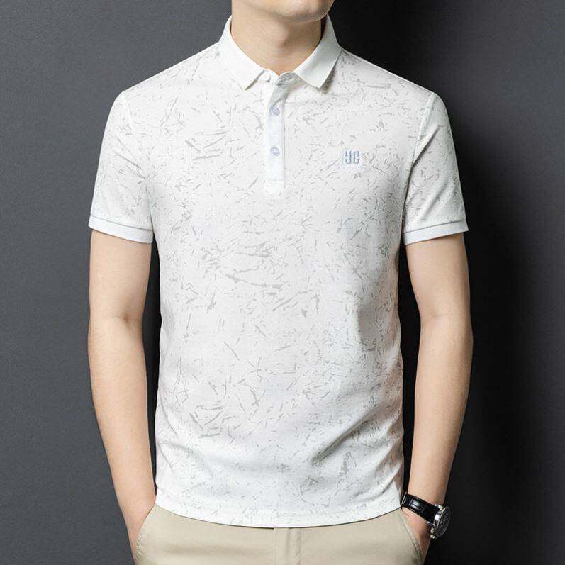 ~恒清男装2026新款轻奢翻领短袖Polo衫夏季男士印花T恤半袖上衣a6