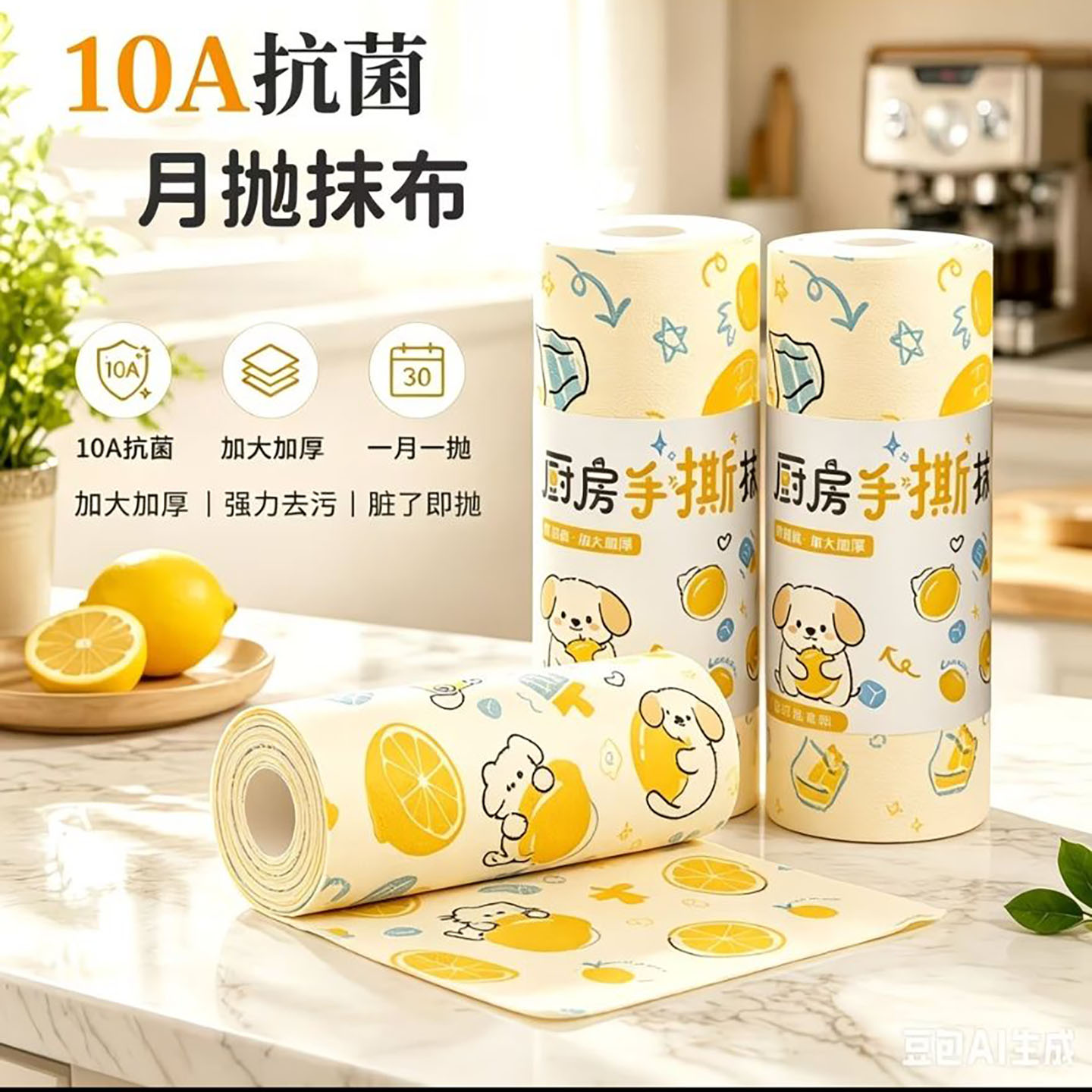 芬纳格日本10A抗菌月抛抹布厨房手撕懒人毛巾不沾油一次性洗碗a9
