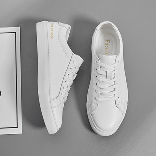 头层牛皮common小白鞋真皮平底白色板鞋春季新款经典百搭休闲板鞋