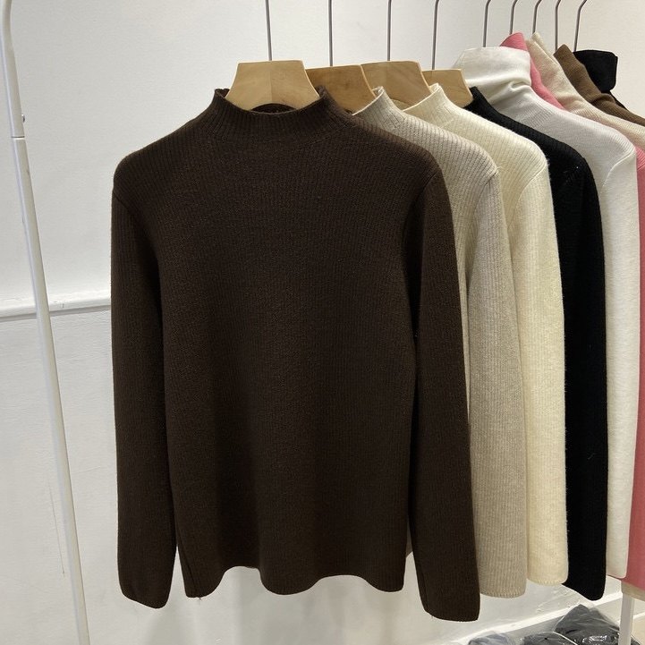 小个子加厚秋冬针织打底羊毛衫女紧身内搭套头半高领修身毛衣