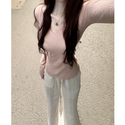 修身针织打底衫女秋冬季2