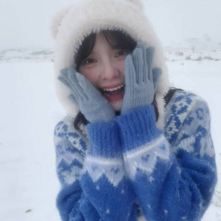 费尔岛蓝色提花毛衣开衫外套女秋冬季慵懒风加厚奶呼呼针织衫上衣