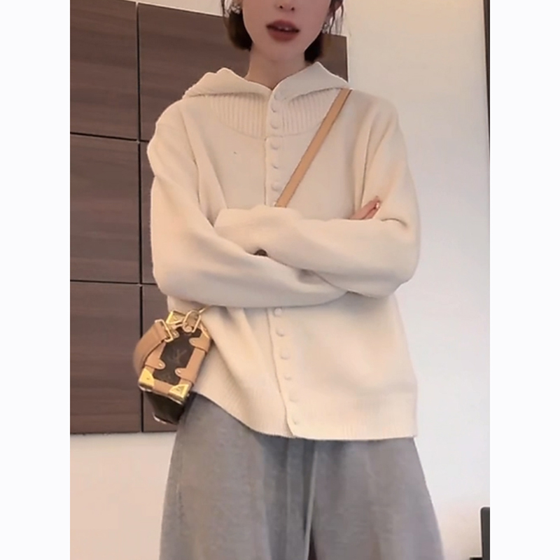 大码灰色连帽毛衣女早秋