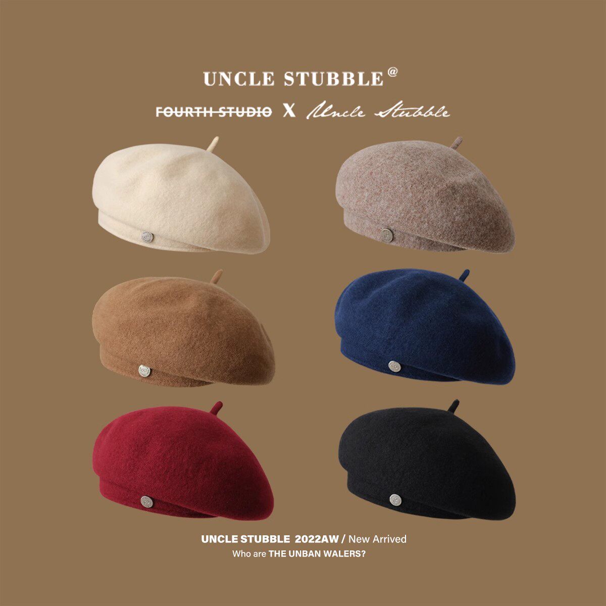 头围偏小南瓜帽女生冬季纯色英伦风羊毛贝雷帽男纯色毛呢画家帽子