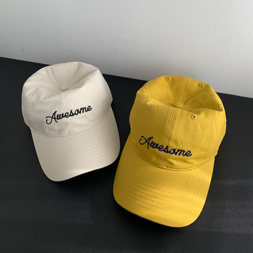 字母棒球帽女纯棉软顶加大加深韩版情侣百搭宽帽檐防晒鸭舌帽子男