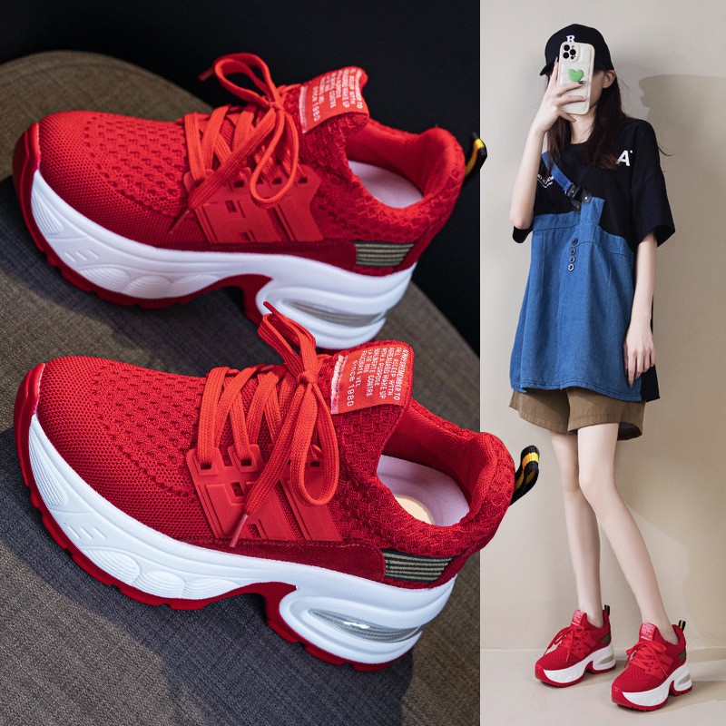 左右脚时尚女鞋个体店8.5CM老爹鞋秋ins2025休闲透气网面厚底a68