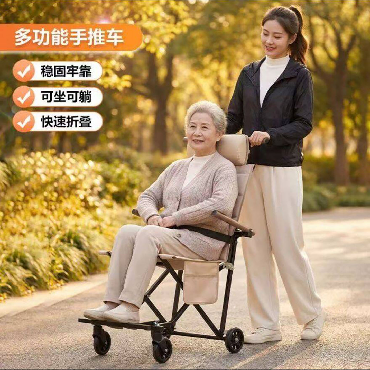 陆海丰德国出口多功能折叠手推车户外旅行儿童老年人通用代步a50