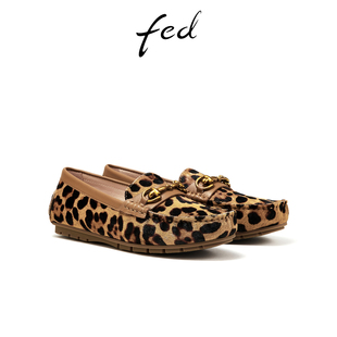 冬季 新款 女鞋 女款 fed豹纹乐福鞋 平底单鞋 DVG589 马皮毛