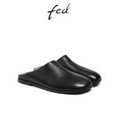 黑色平底拖鞋 fed真皮包头凉拖鞋 女DKS581 女鞋 穆勒鞋 夏季 新款