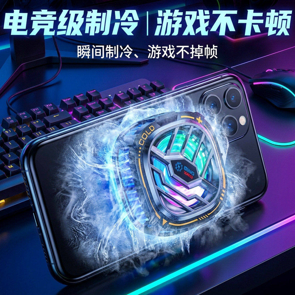散热器适用vivo iQOO半导体制冷无线充电平板ipad磁吸适用直播专用吃鸡黑鲨游戏neo5pro风扇降温神器背夹