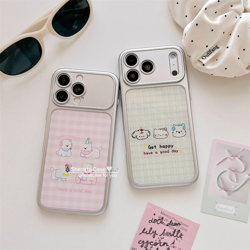 ins格子可爱卡通西高地KT猫适用苹果17promax手机壳iphone16pro小众17苹果15小狗少女15pm防摔14日韩电镀边框