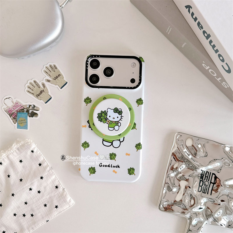 可爱油画柚子叶kitty猫磁吸支架适用于iphone17promax苹果14手机壳15新款16pro女13少女心17pm菲林硬壳防摔套