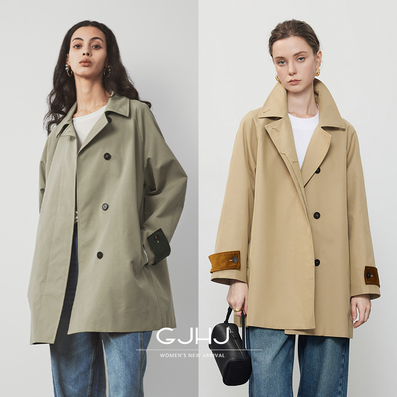 复古休闲中长款风衣外套秋小个子