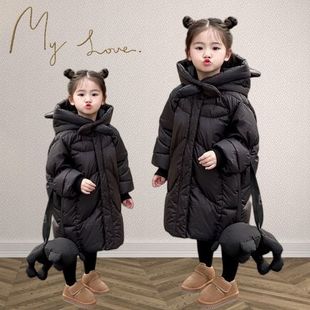 安阳童装女童羽绒服2024冬装新款宝宝儿童白鸭绒加厚冬季中长款韩