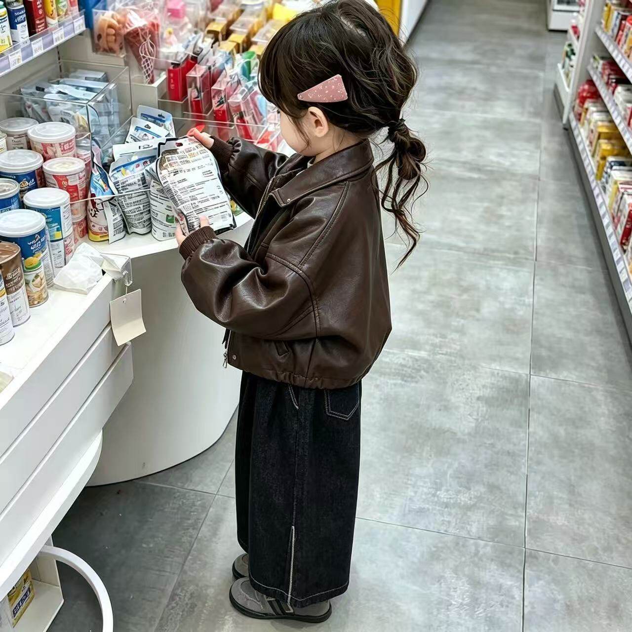 安阳童装女童皮衣牛仔裤