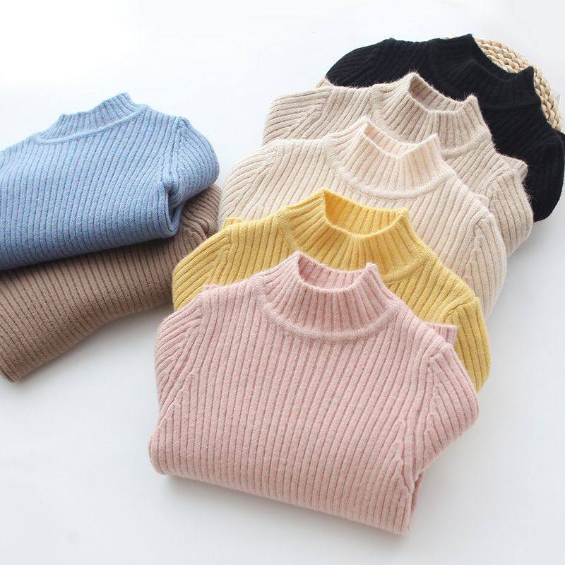 安阳童装2025秋冬中大童针织衫男童纯色套头衫儿童加厚半高领上衣