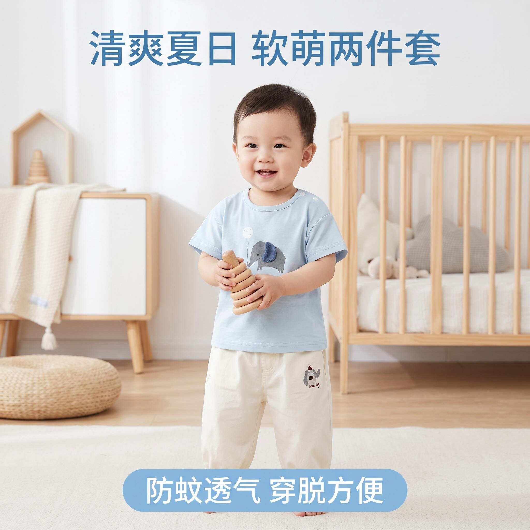 安阳童装婴儿A类T恤裤子套装夏季2026新款卡通纯棉夏装宝宝薄款百