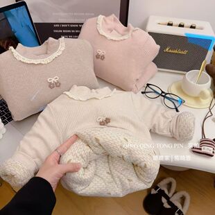 安阳童装儿童冬季加棉加厚打底衫女童套头长袖上衣