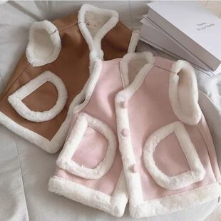 安阳童装男女童秋冬马甲2024加厚皮毛一体洋气保暖坎肩背心公主风