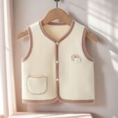 安阳童装 婴幼儿马甲柔软舒适双面奥粒绒加厚面料对开门坎肩2026年