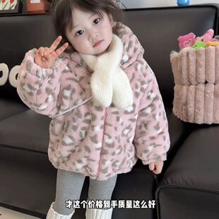 安阳童装女童加绒夹棉厚款棉服外套宝宝连帽毛毛衣潮孩新款品质童