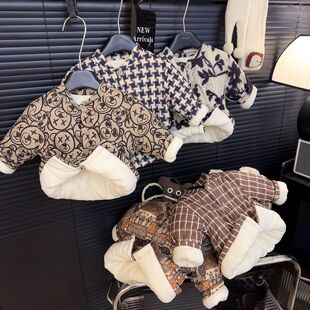 安阳童装儿童宝宝开衫棉袄冬季加绒加厚男女童外穿棉衣婴儿保暖外