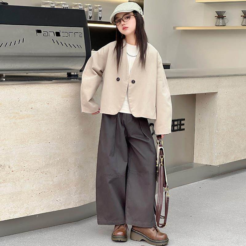 安阳童装女大童秋装西服套装2024新款韩版洋气时髦休闲女孩春秋西