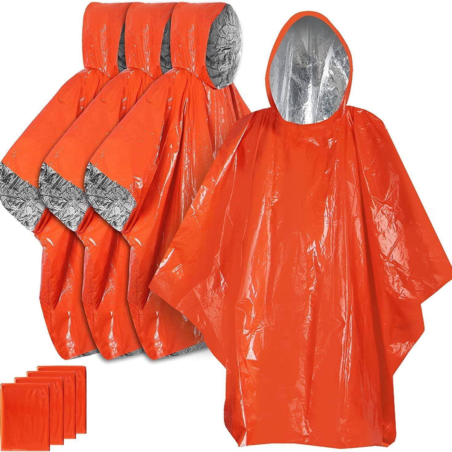 户外便携式急救雨衣长款骑车加厚反光防风应急徒步多用保暖雨衣