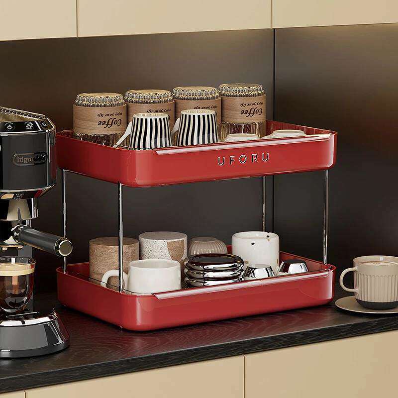 小金豆豆百货杯子收纳置物架高级感轻奢沥水杯架桌面防尘整理盘a2