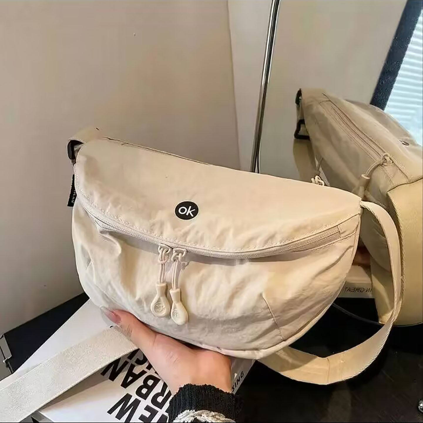 姚选女包日系超轻牛津布马鞍包男女士轻便百搭托特包防泼水斜挎a1