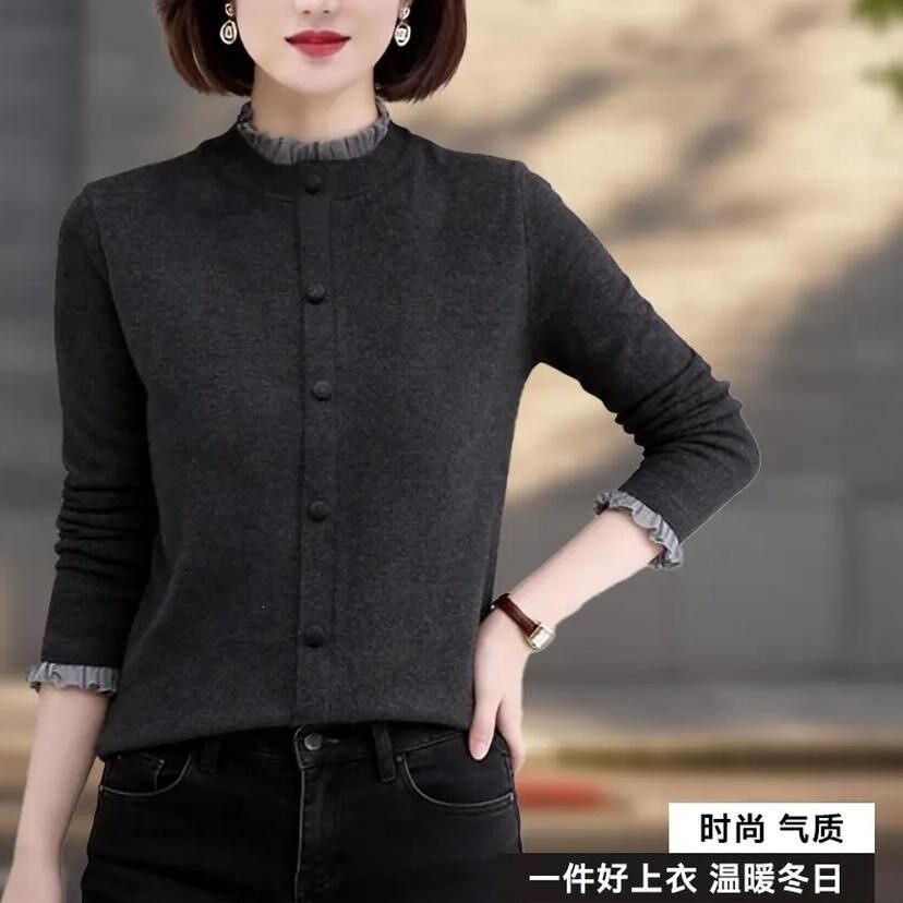 【轻奢优雅】新款百搭舒适木耳花边袖打底衫女气质设计感上衣长a8