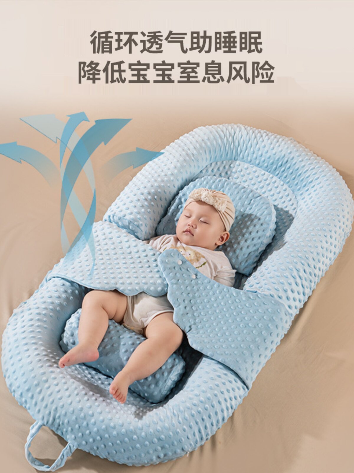 0 - 3岁婴儿床上新生婴儿防跳睡垫吐抗压坡垫便携式婴儿床