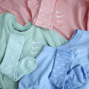 原创miniswoosh满印钩子恶搞浅色系百搭纯棉街头潮流男女运动袜