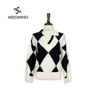 AESOMINO 亮米白Y397C3321 衣莎美诺春秋针织套头衫