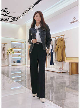 AESOMINO/衣莎美诺春秋休闲裤驼色黑色白色米色深灰色Y448C8107