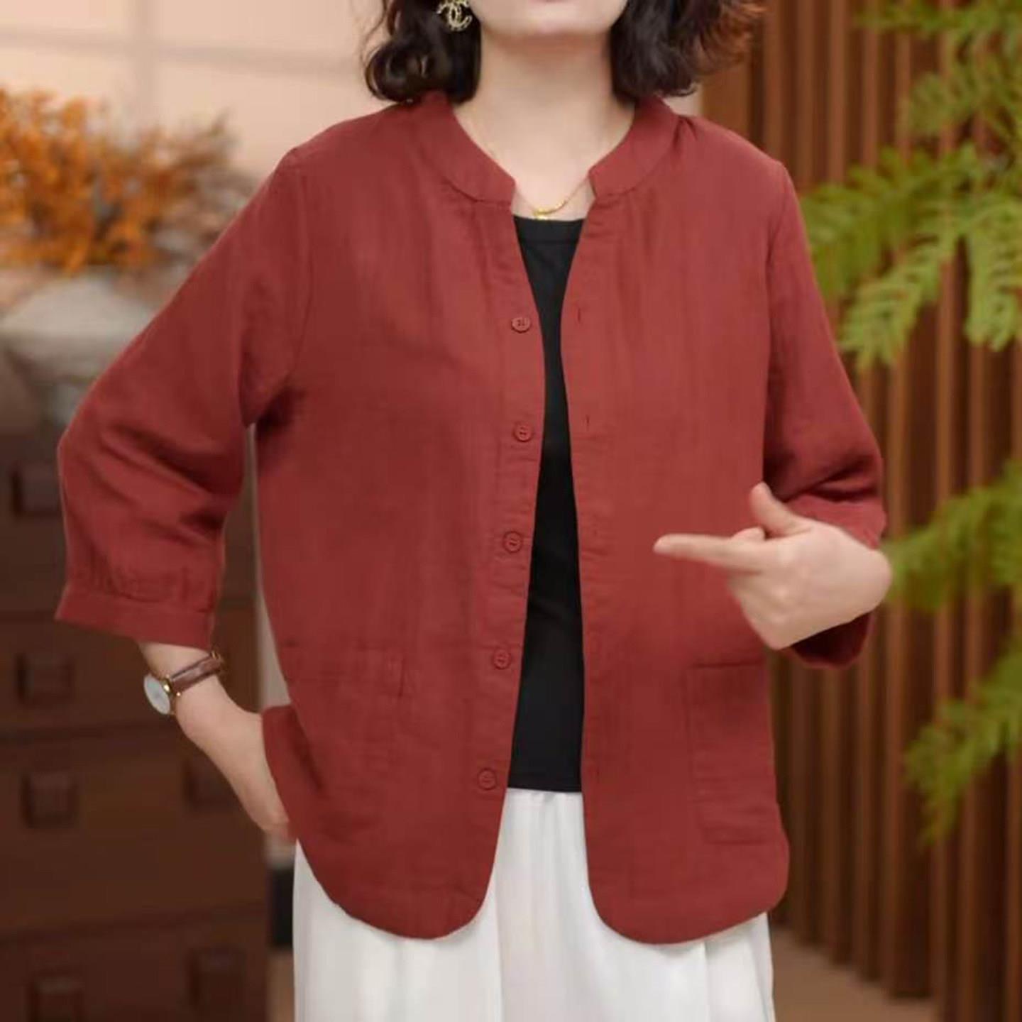 铂瑾精选女装2026秋季新款洋气减龄衬衫女宽松显瘦七分袖开衫外a7图片