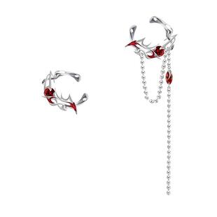 原创设计荆棘玫瑰耳骨夹无耳洞红色甜酷风辣妹耳夹M1407