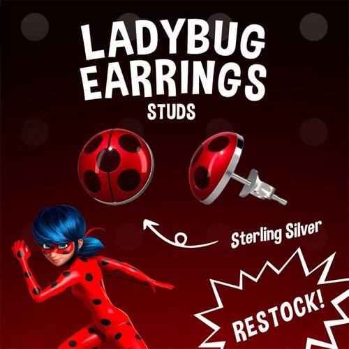 《奇迹少女》瓢虫雷迪耳钉桃粉小精灵宝奇耳环动漫周边首饰设计钉