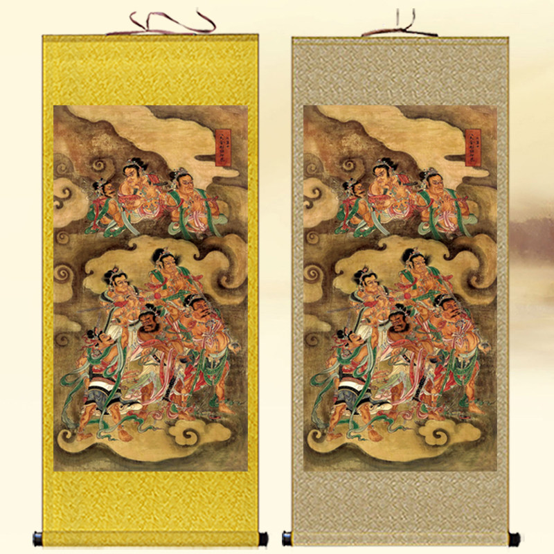 八大金刚画像挂画八大明王神像家用佛堂寺庙供奉装饰画佛像卷轴画