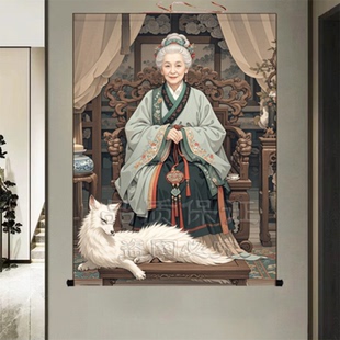 东北胡家仙胡三太奶画像挂画胡三太爷神像堂口供奉九尾狐装饰画