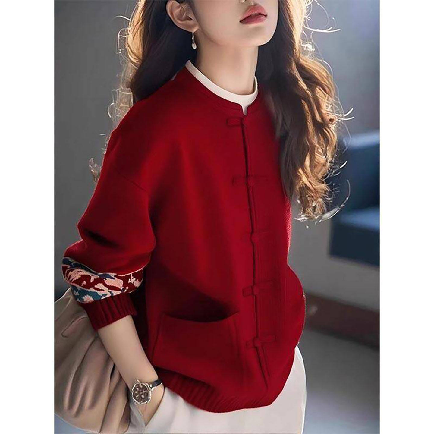 欧关女装新中式国风打底衫女士慵懒风毛衣针织衫秋冬复古立领外套,女装/女士精品,常规大码外套,淘宝优惠券,粉丝福利购,淘宝优惠卷