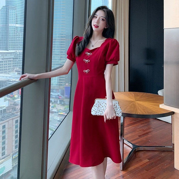 大码法式礼服复古泡泡袖连衣裙女夏天2022新款女装胖MM气质小裙子